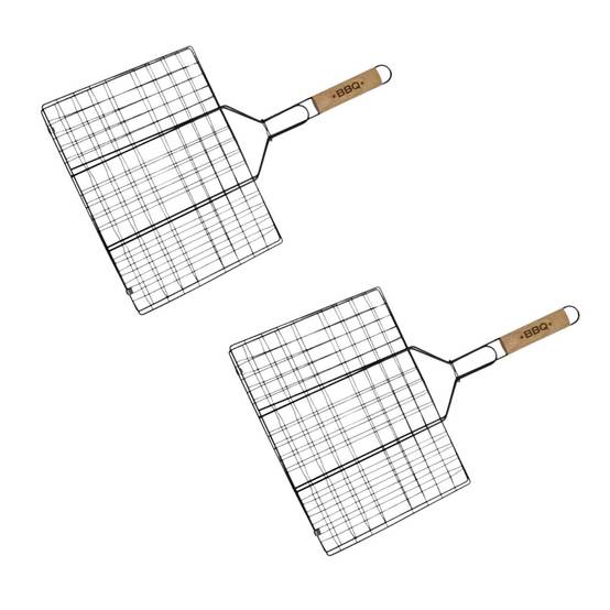 Lot de 2 grilles barbecue 35/25,5/54 cm en acier inoxydable et bois Fackelmann Barbecue - Image 1