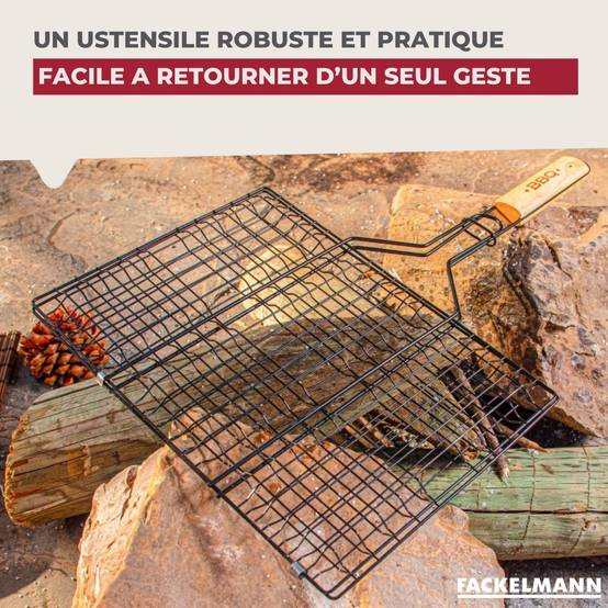 Lot de 2 grilles barbecue 35/25,5/54 cm en acier inoxydable et bois Fackelmann Barbecue - Image 4