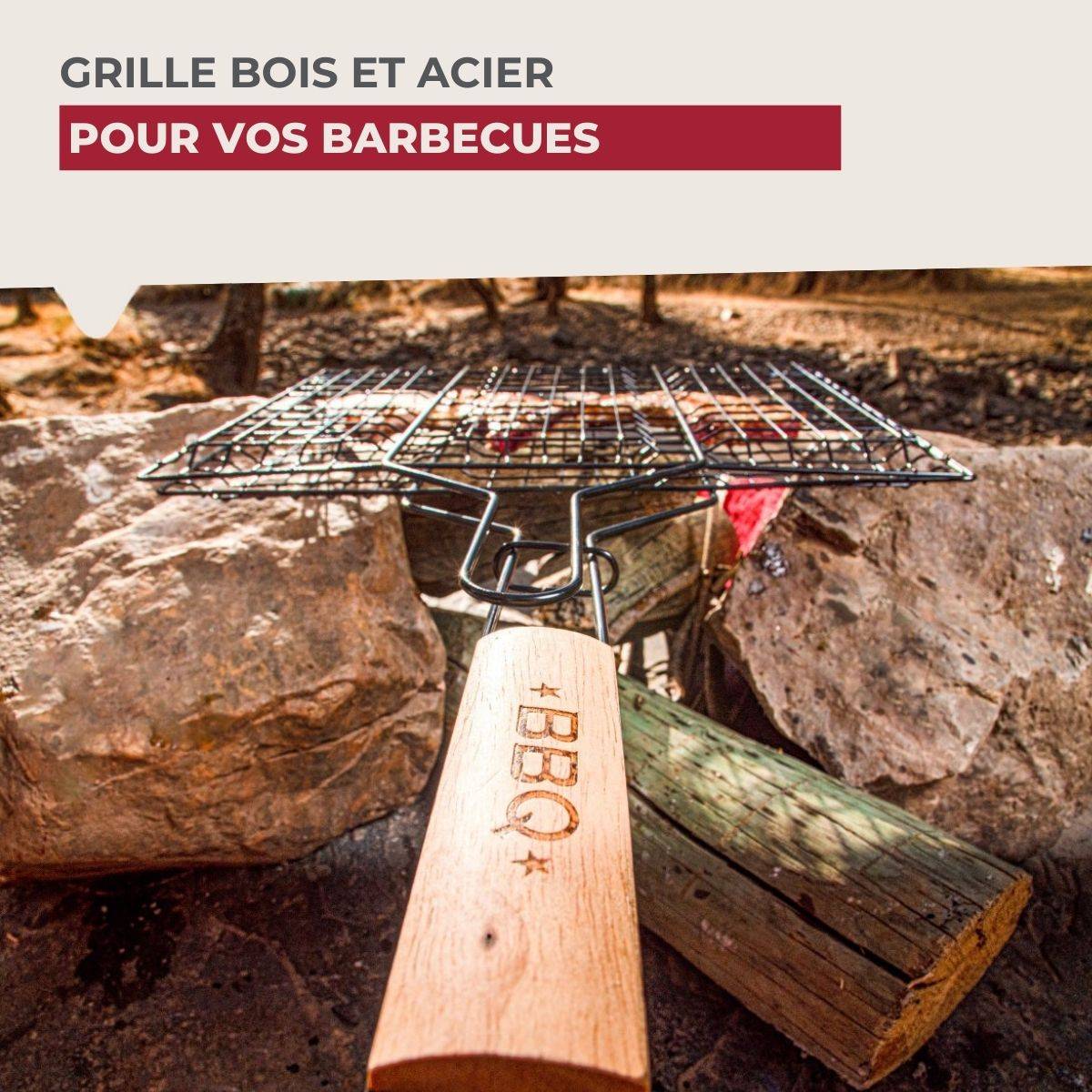 Lot de 2 grilles barbecue 35/25,5/54 cm en acier inoxydable et bois Fackelmann Barbecue - Image 2