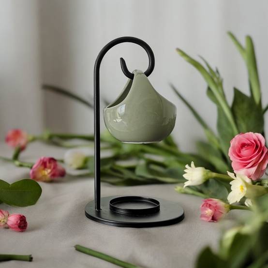 Brûle Parfum Seis - Brûleur Cire Parfumée – Diffuseur Parfum d'Ambiance – Bougeoir en Céramique et Métal - Haut: 19 cm - Zen'Arôme - Image 1