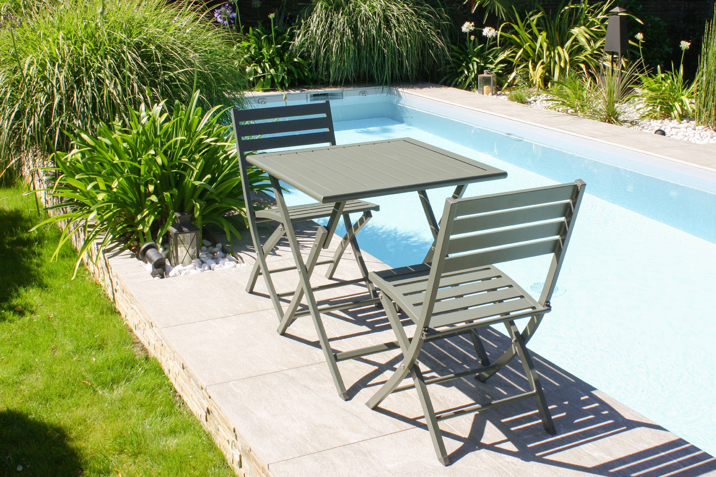 City Garden - Lot de 2 chaises de jardin en aluminium - Kaki - MARIUS - Imagen 1