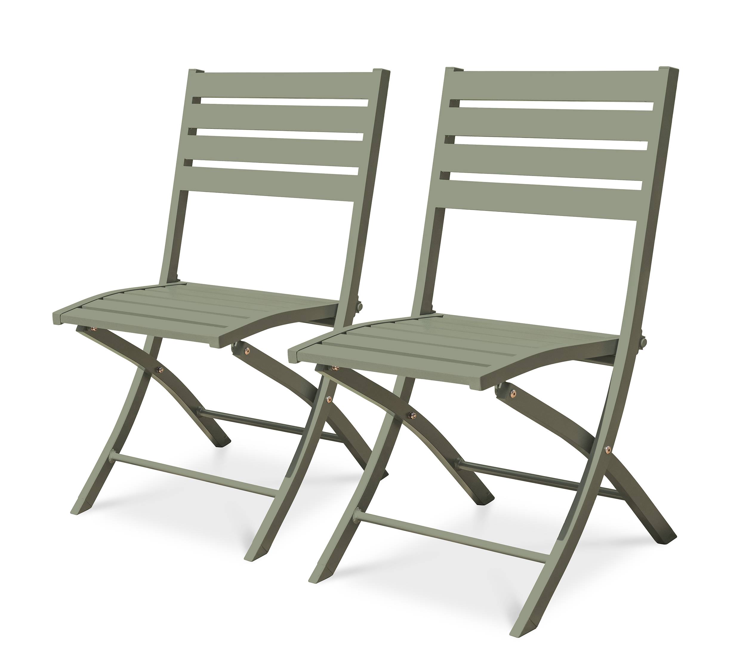 City Garden - Lot de 2 chaises de jardin en aluminium - Kaki - MARIUS - Imagen 5