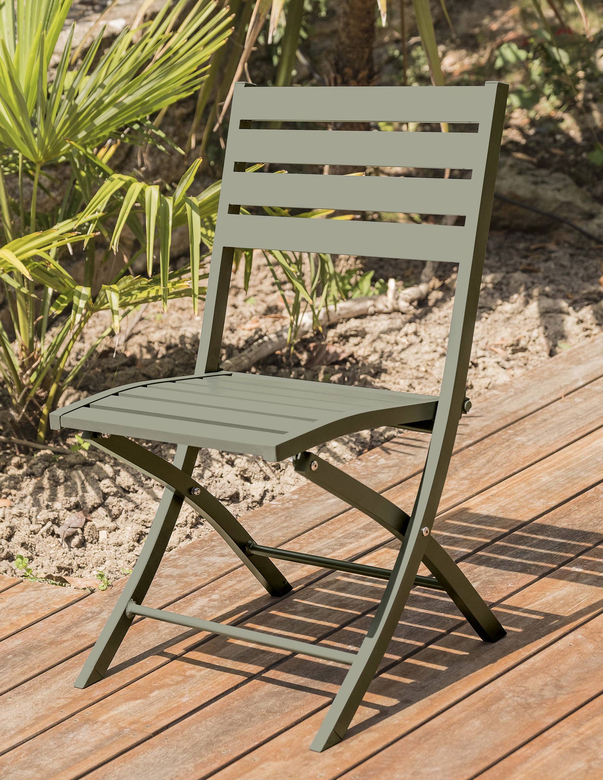 City Garden - Lot de 2 chaises de jardin en aluminium - Kaki - MARIUS - Imagen 3