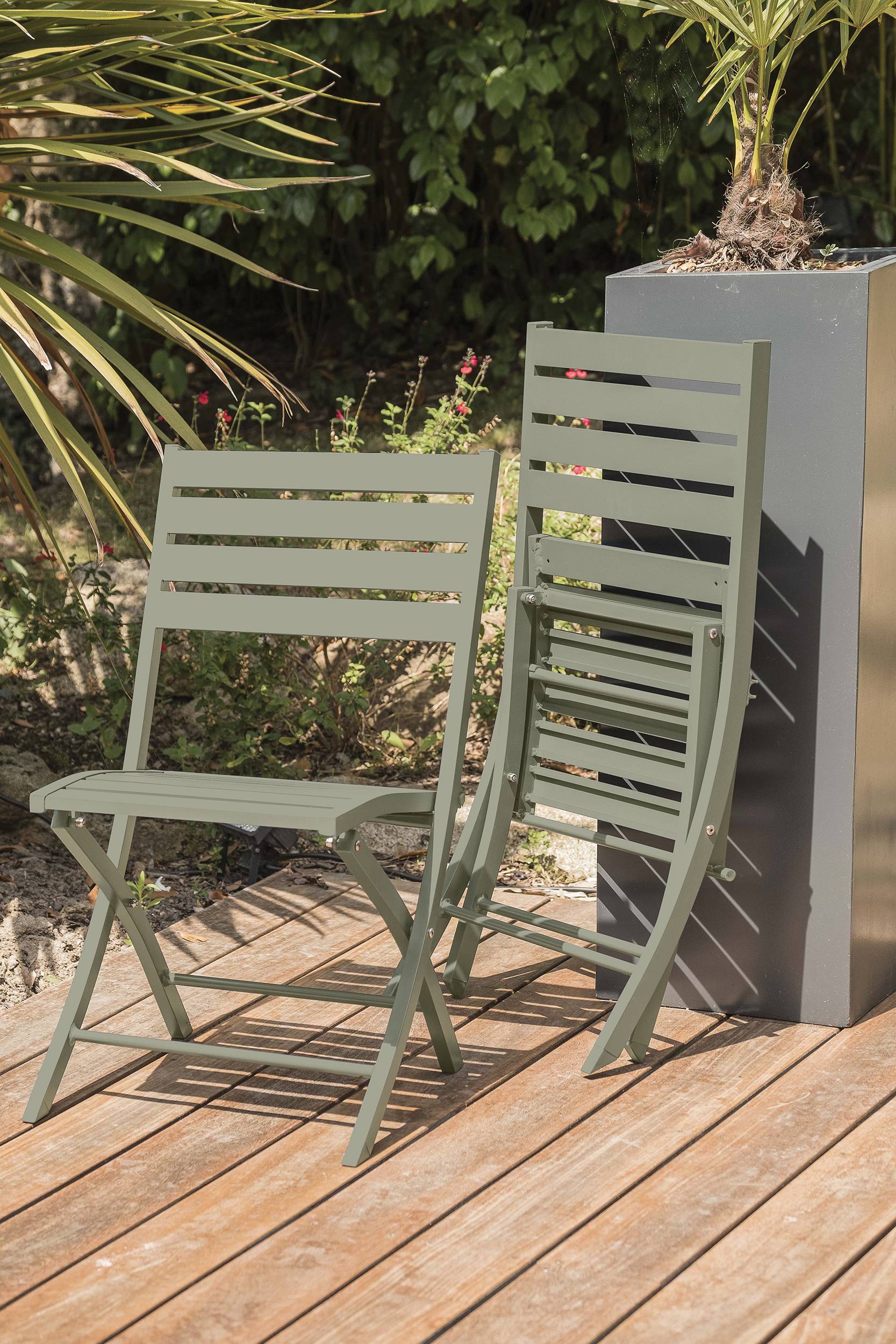 City Garden - Lot de 2 chaises de jardin en aluminium - Kaki - MARIUS - Imagen 4
