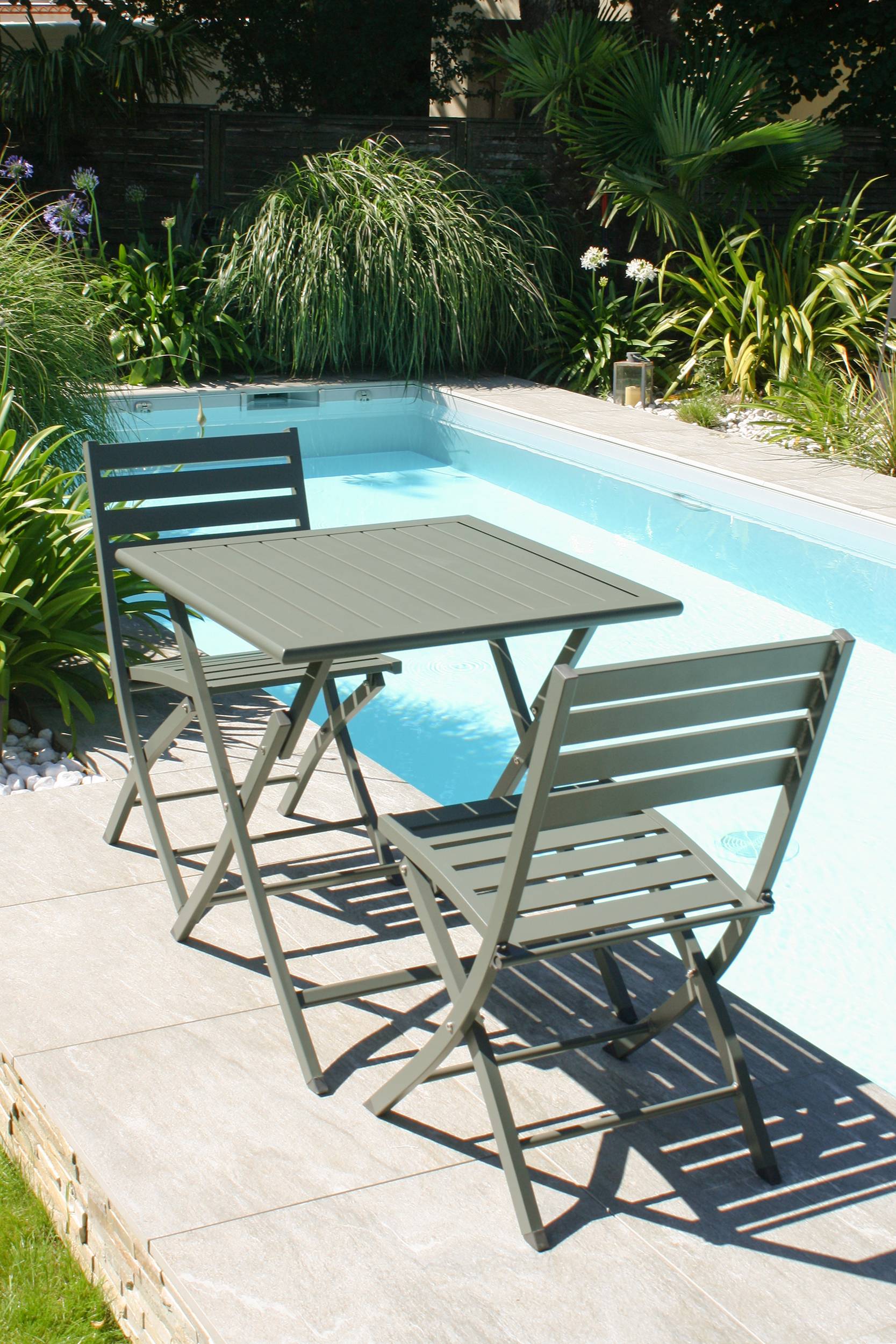 City Garden - Lot de 2 chaises de jardin en aluminium - Kaki - MARIUS - Imagen 6