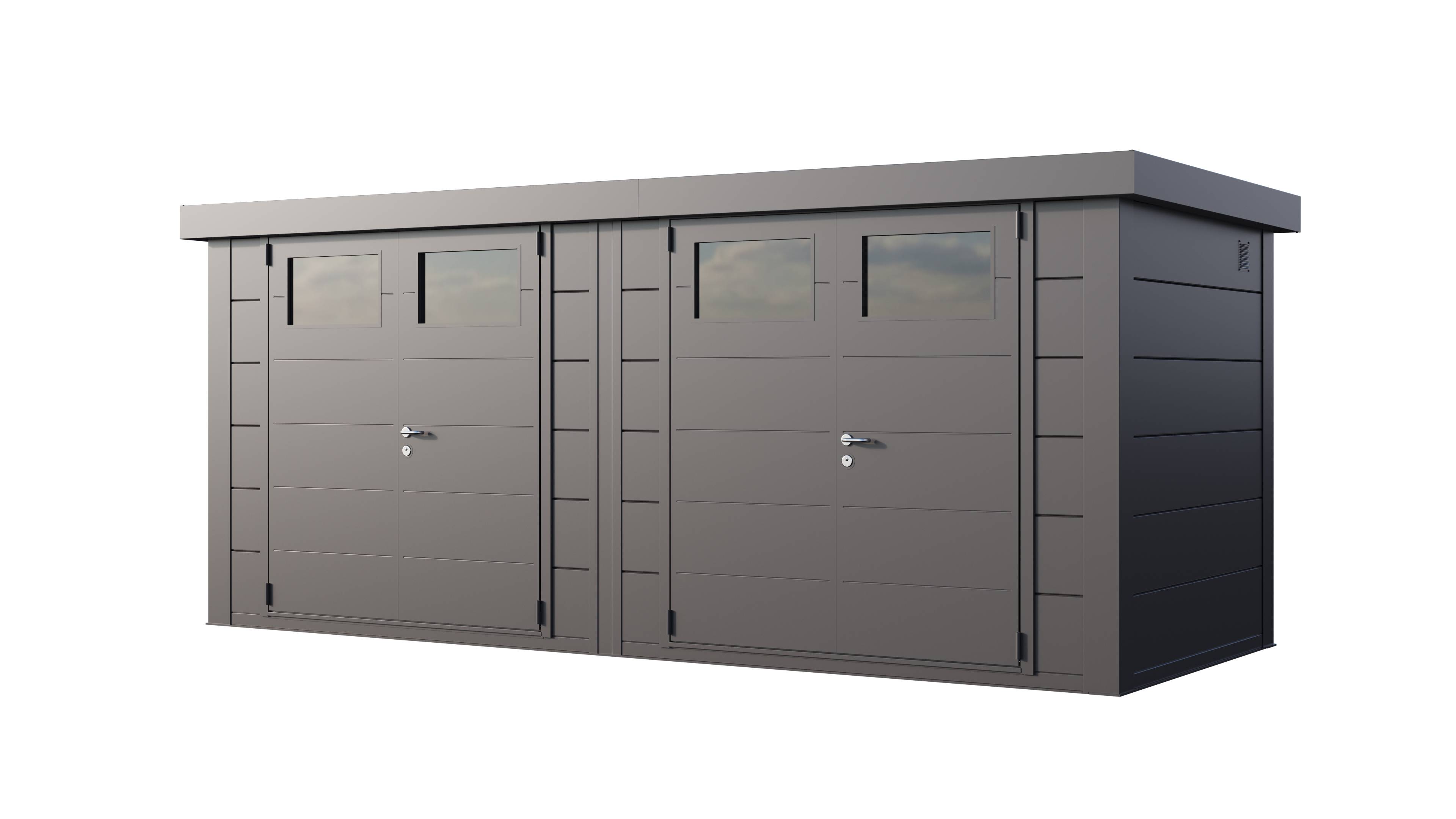 Telluria - Double abri en métal de 11.2m² ( 2 fois 5,6 m² ) anthracite - CLASSICO DUO 2721 TELLURIA