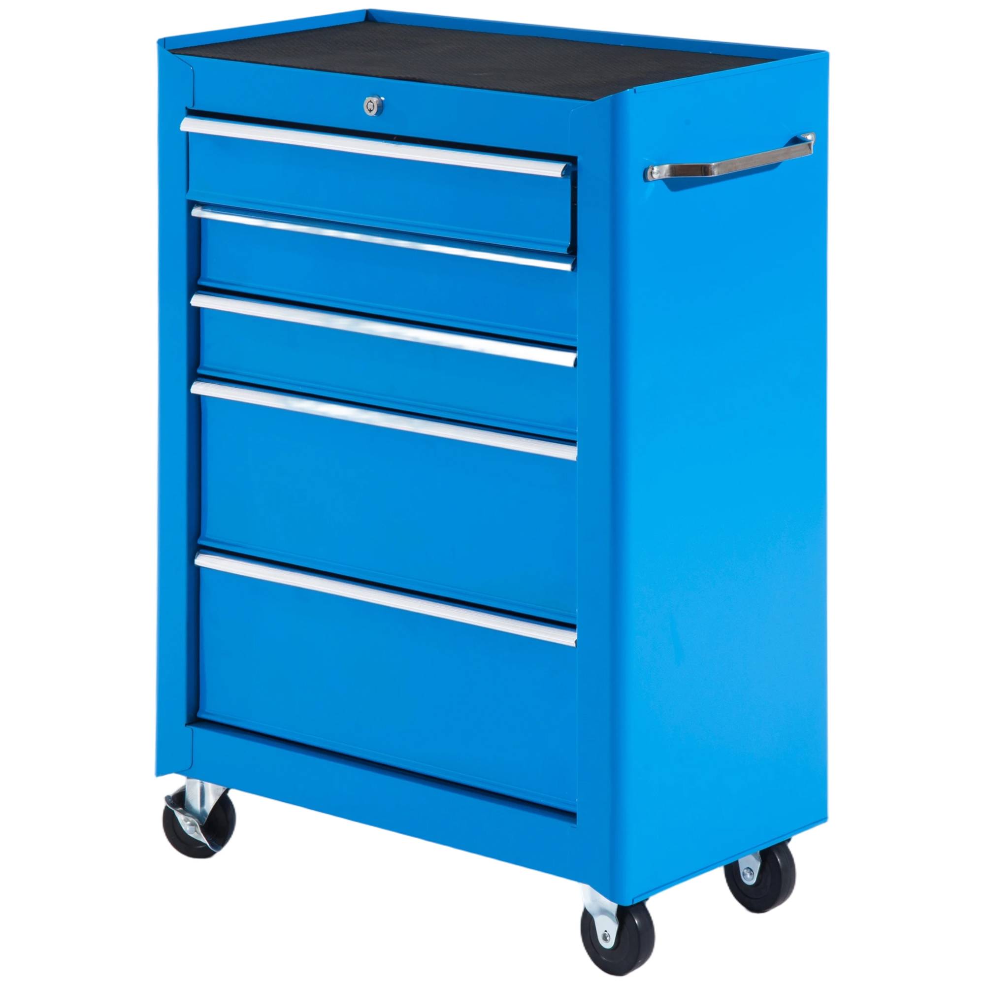Sans Marque - Armoire outils, caisse, 5 tiroirs, roulant, acier, bleu - Image 1