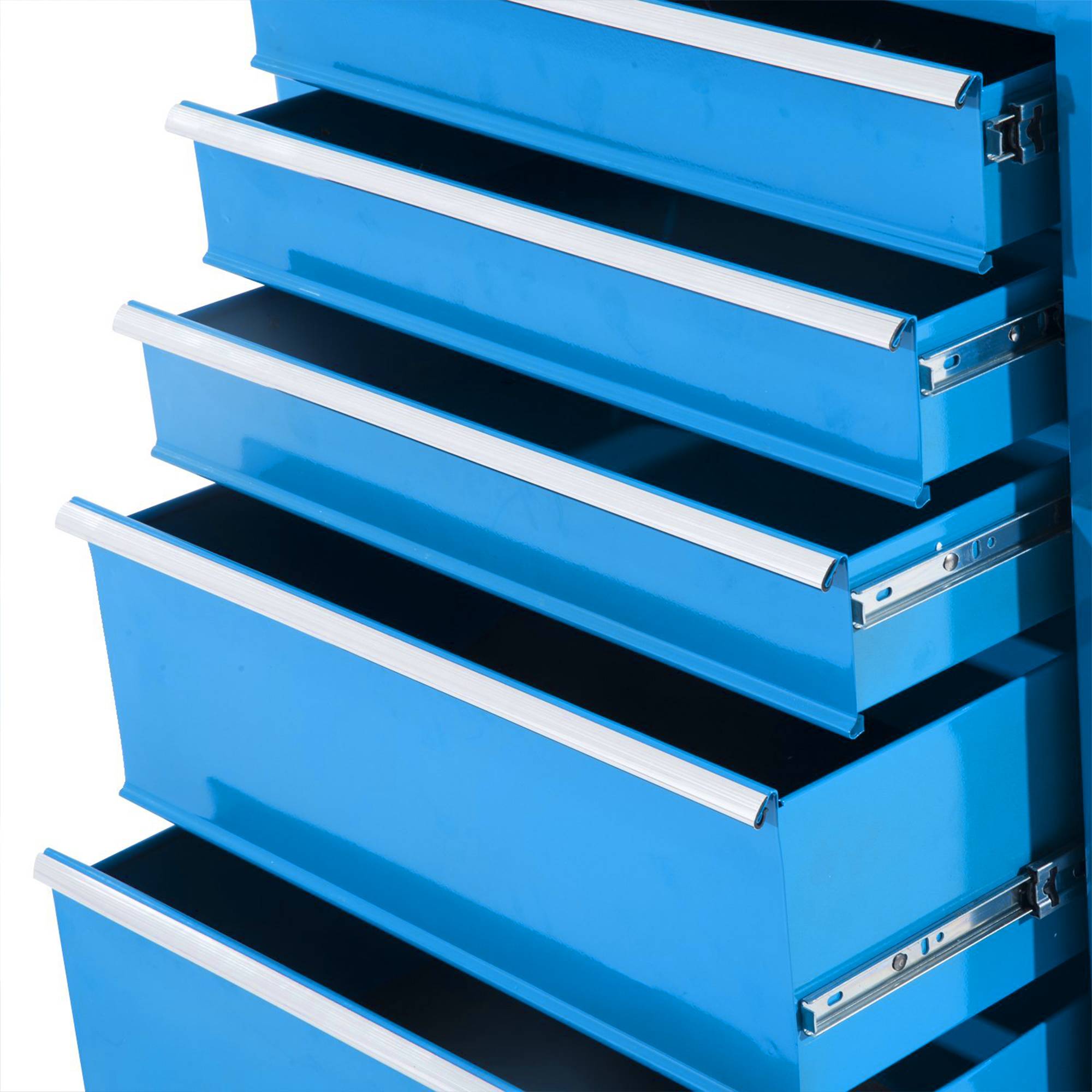 Sans Marque - Armoire outils, caisse, 5 tiroirs, roulant, acier, bleu - Image 10