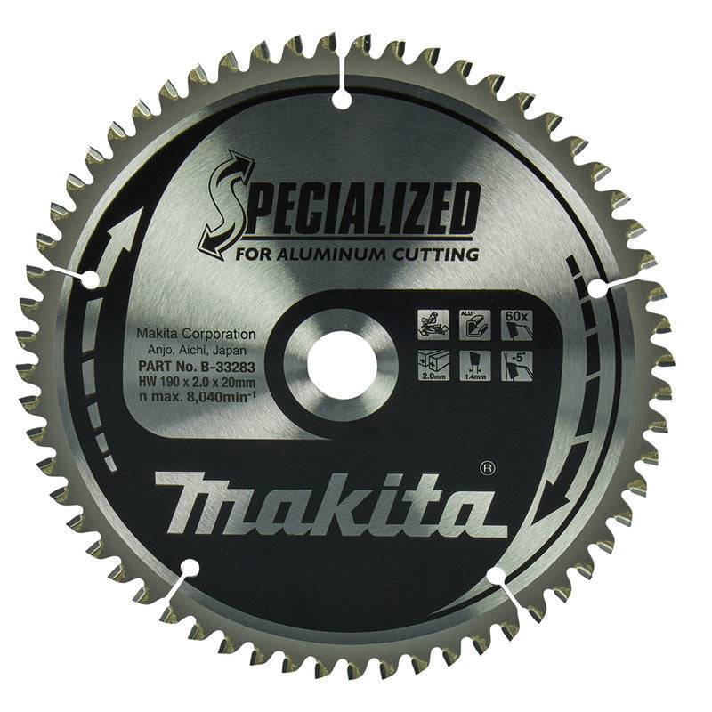 Makita - Lame de scie circulaire MAKITA B-33283, alliage T.C.T spécialisé, 190 x 20 mm, 60 dents, pour aluminium Makita - Imagen 1