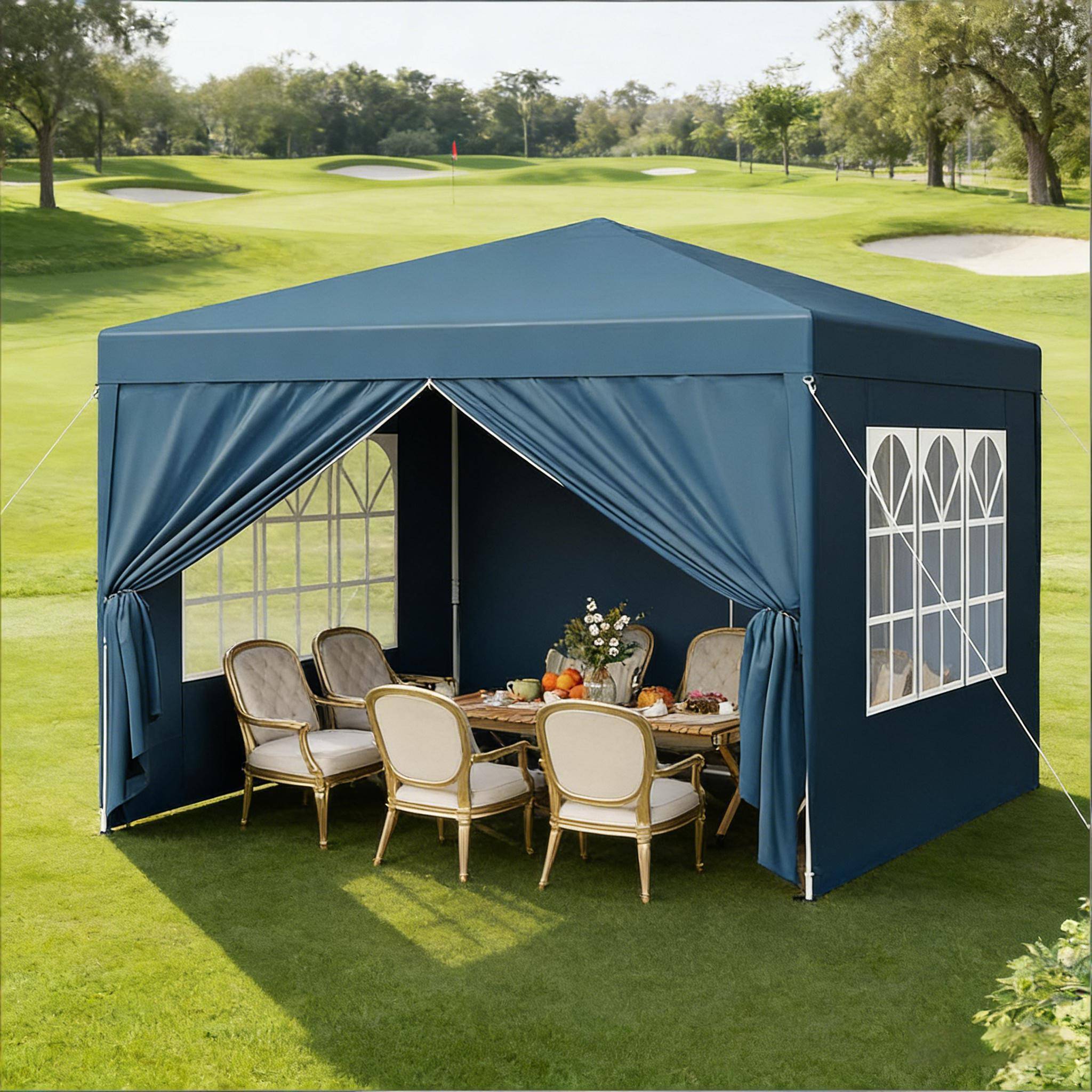 ComfortXL - Tonnelle pliante acier tissu Oxford jardin événement imperméable anti-UV 3x3m bleu - ComfortXL Outdoor Living - Image 1