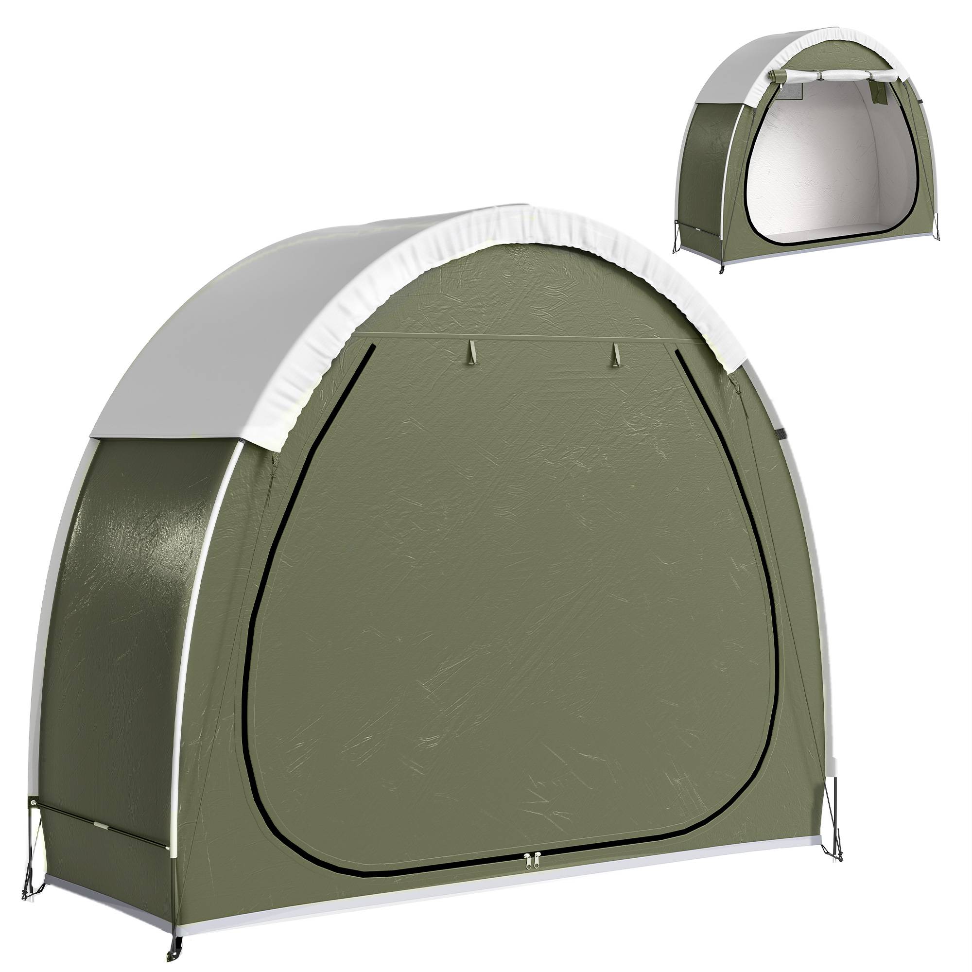Tente à Vélo Abri de Vélo Portable pour 2 Vélos Imperméable avec poche sac transport Tissu Oxford 200 x 80 x 170 cm vert - Image 2