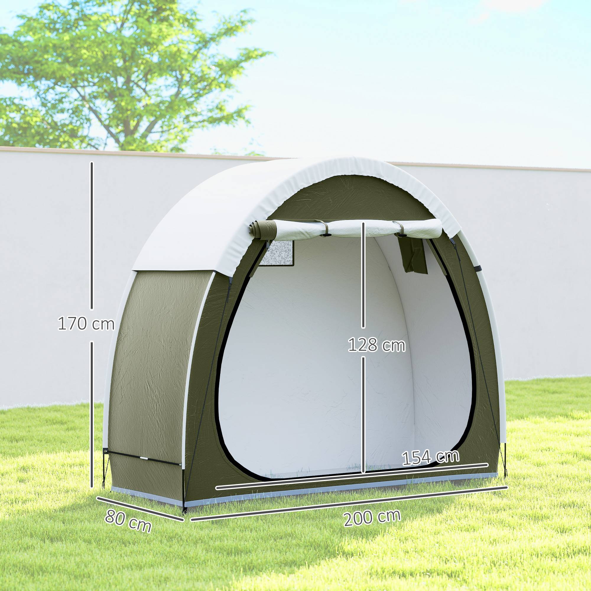 Tente à Vélo Abri de Vélo Portable pour 2 Vélos Imperméable avec poche sac transport Tissu Oxford 200 x 80 x 170 cm vert - Image 5