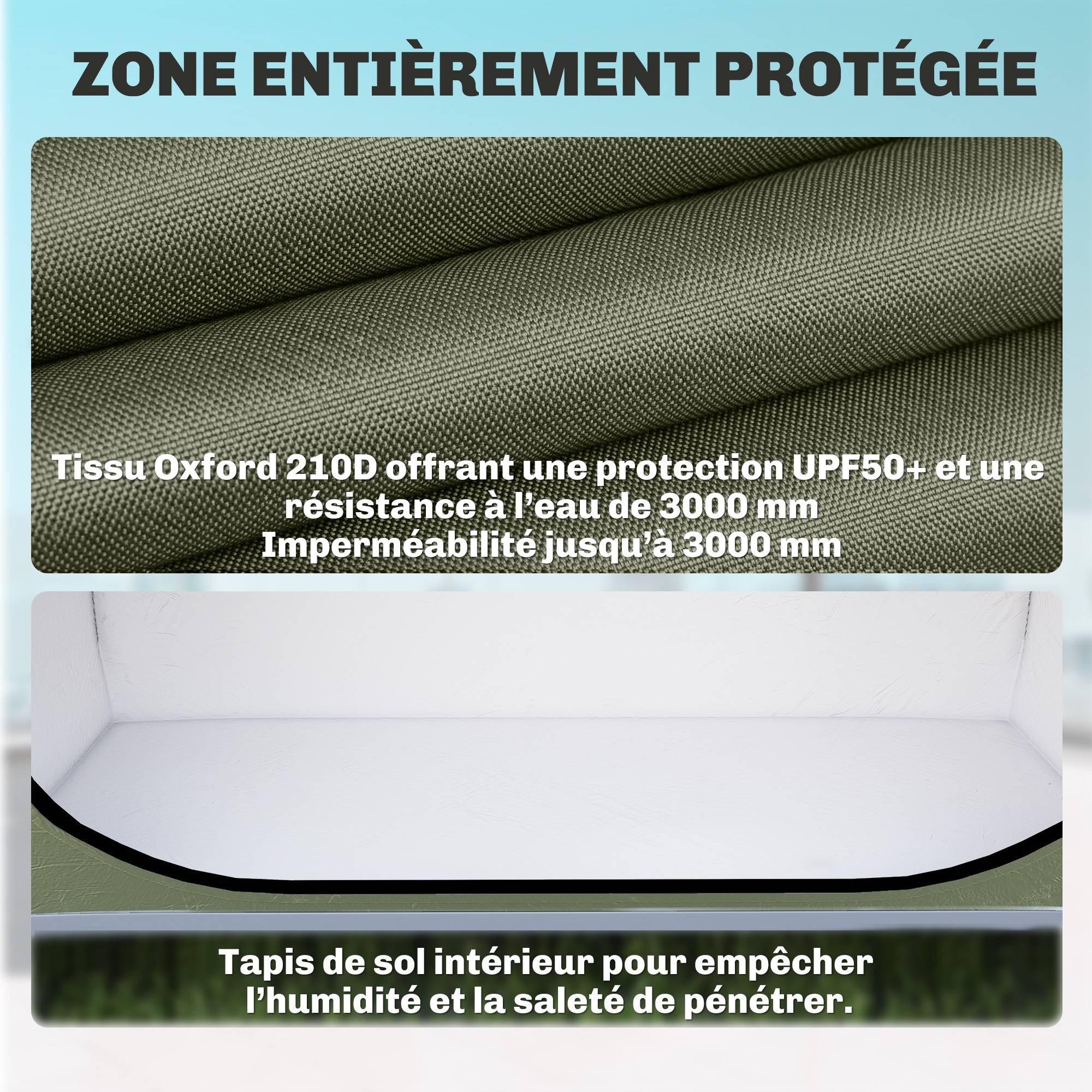 Tente à Vélo Abri de Vélo Portable pour 2 Vélos Imperméable avec poche sac transport Tissu Oxford 200 x 80 x 170 cm vert - Image 7