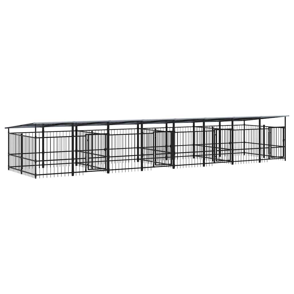 Vidaxl - Chenil d'extérieur avec toit pour chiens Acier 15,02 m² vidaXL 3124670 - Imagen 2