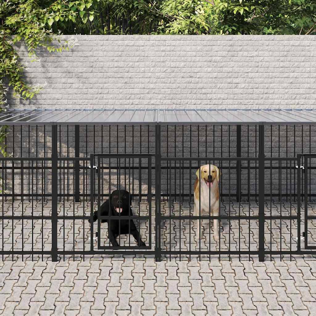 Vidaxl - Chenil d'extérieur avec toit pour chiens Acier 15,02 m² vidaXL 3124670 - Imagen 1