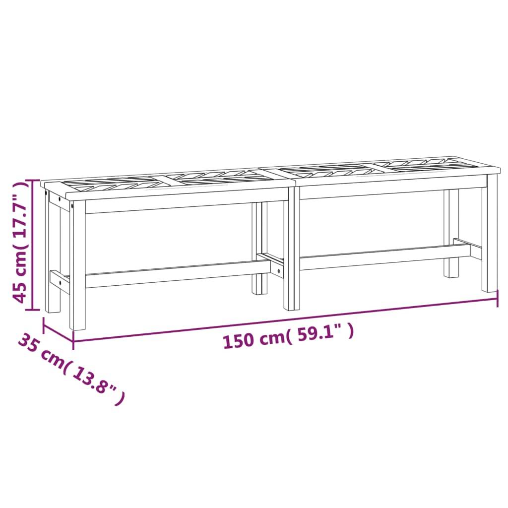 Banc de jardin | Banquette De Jardin | Banc Extérieur 150 cm bois massif d'acacia Maison Chic - Image 7