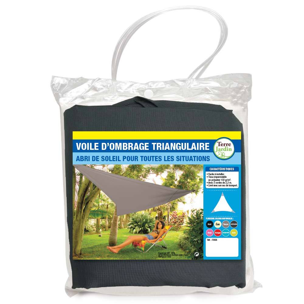 Terre Jardin - Voile d'ombrage triangulaire 3.6 mètres Anthracite - Imagen 1