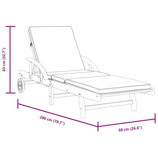 Vidaxl - Bain de soleil bois acacia avec coussins lot de 2 200 x 68 x 83 cm - VidaXL - Image 3