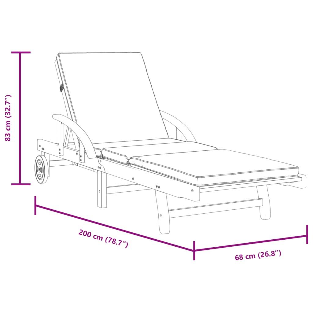 Vidaxl - Bain de soleil bois acacia avec coussins lot de 2 200 x 68 x 83 cm - VidaXL - Image 3