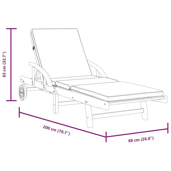 Vidaxl - Bain de soleil bois acacia avec coussins lot de 2 200 x 68 x 83 cm - VidaXL - Image 7