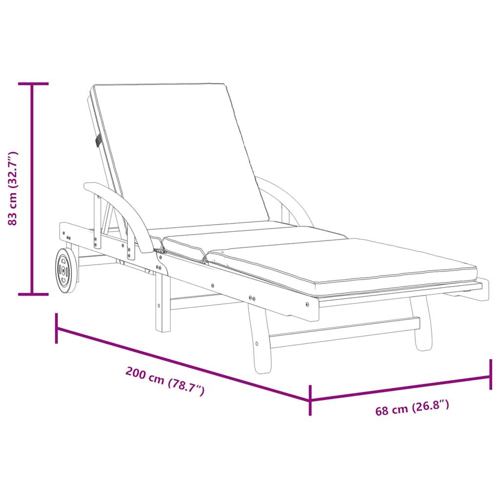Vidaxl - Bain de soleil bois acacia avec coussins lot de 2 200 x 68 x 83 cm - VidaXL - Image 7