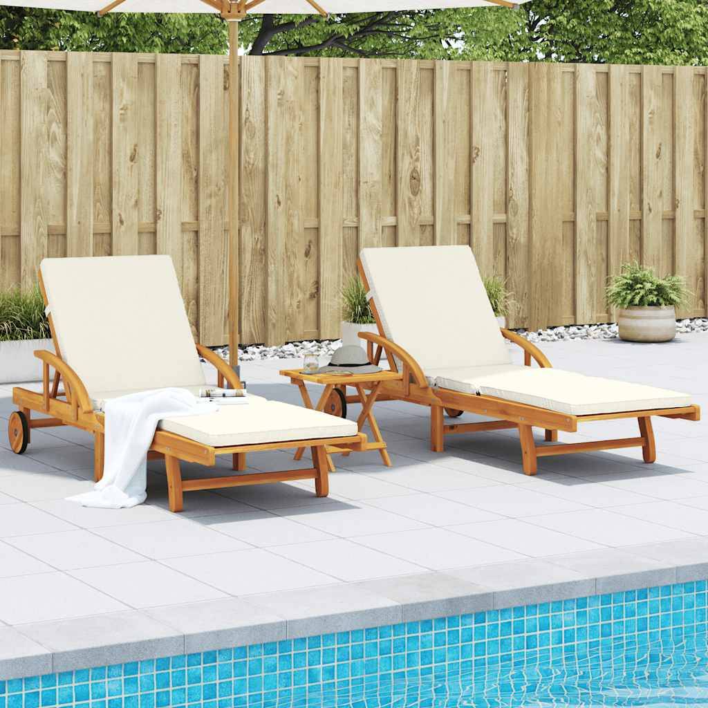 Vidaxl - Bain de soleil bois acacia avec coussins lot de 2 200 x 68 x 83 cm - VidaXL