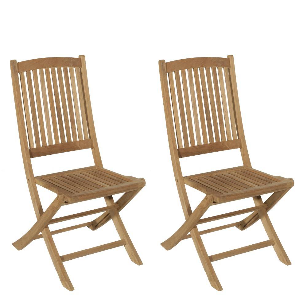 FUN - Ensemble de 2 chaises de jardin Lombock en bois Teck - Image 1