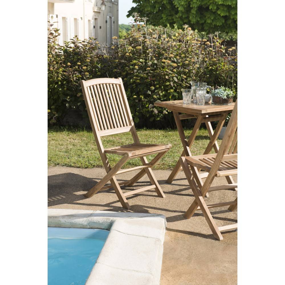 FUN - Ensemble de 2 chaises de jardin Lombock en bois Teck - Image 2