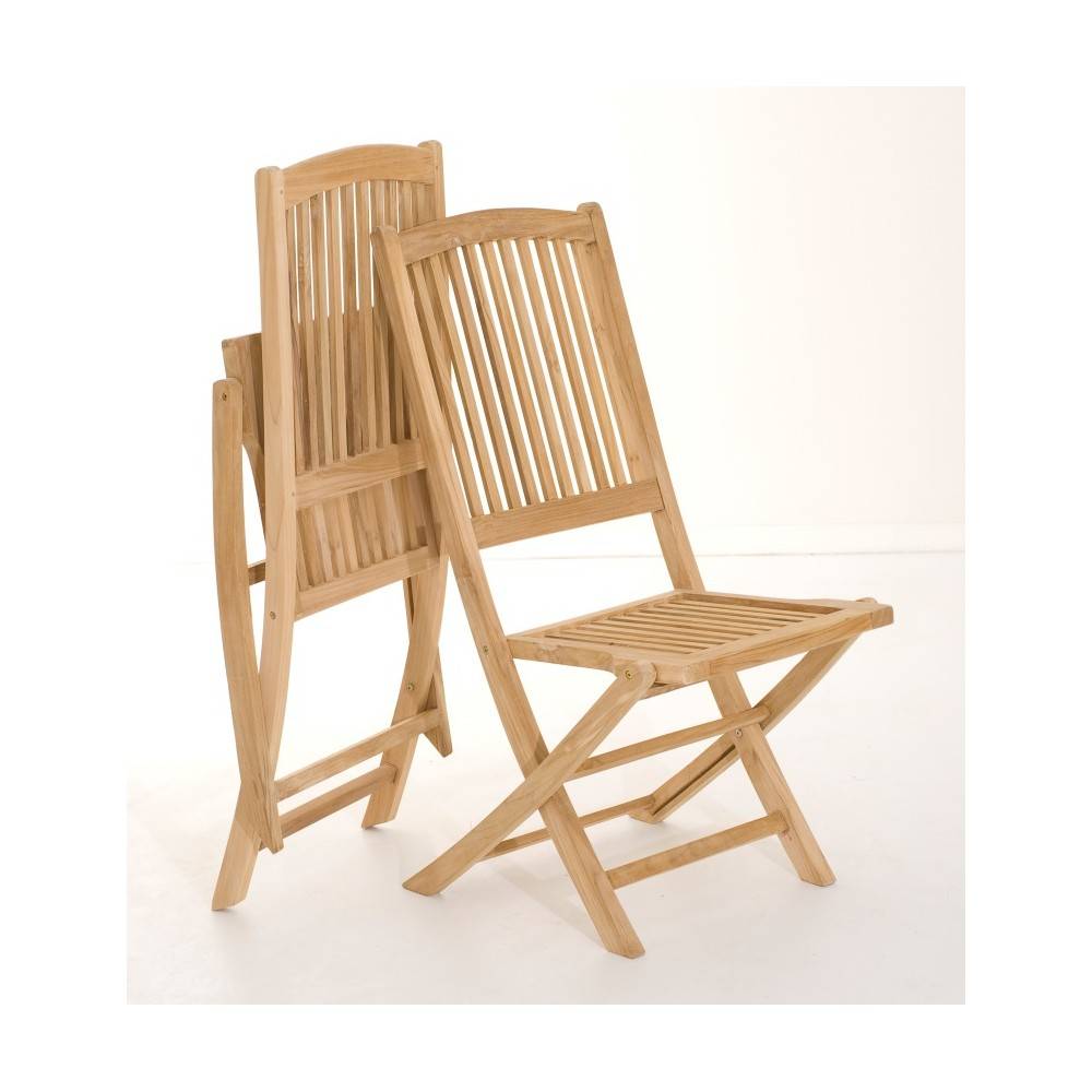FUN - Ensemble de 2 chaises de jardin Lombock en bois Teck - Image 3