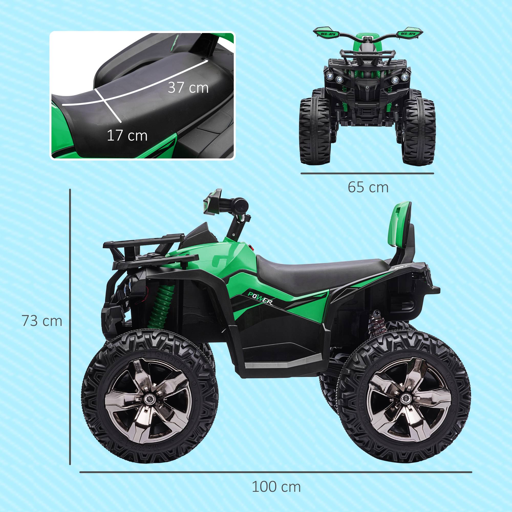 Sans Marque - Quad électrique enfants lumières musique 3-8 km/h 3-5 ans vert - Image 5