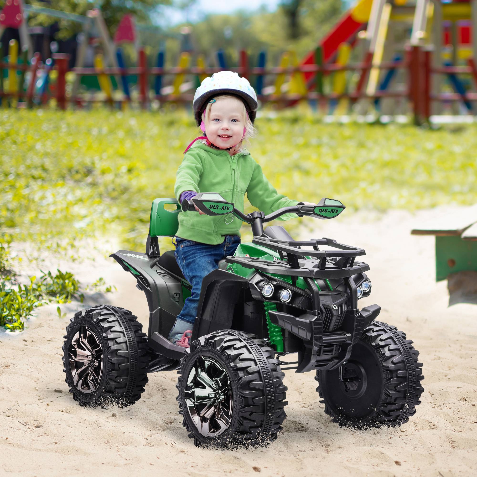 Sans Marque - Quad électrique enfants lumières musique 3-8 km/h 3-5 ans vert - Image 3