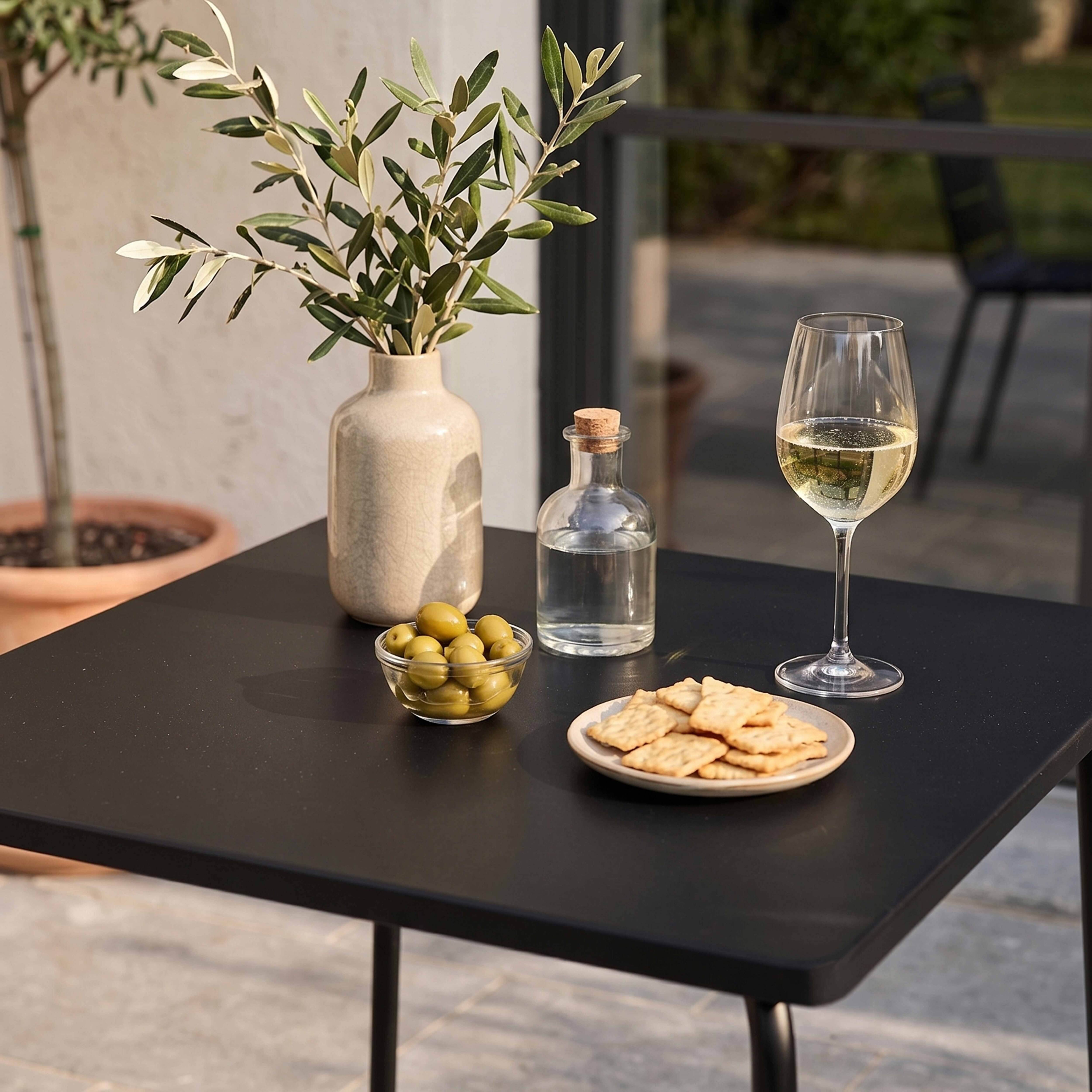 Oviala - Table de jardin carrée en métal 70 cm 4 places noir Palavas - Oviala - Image 3
