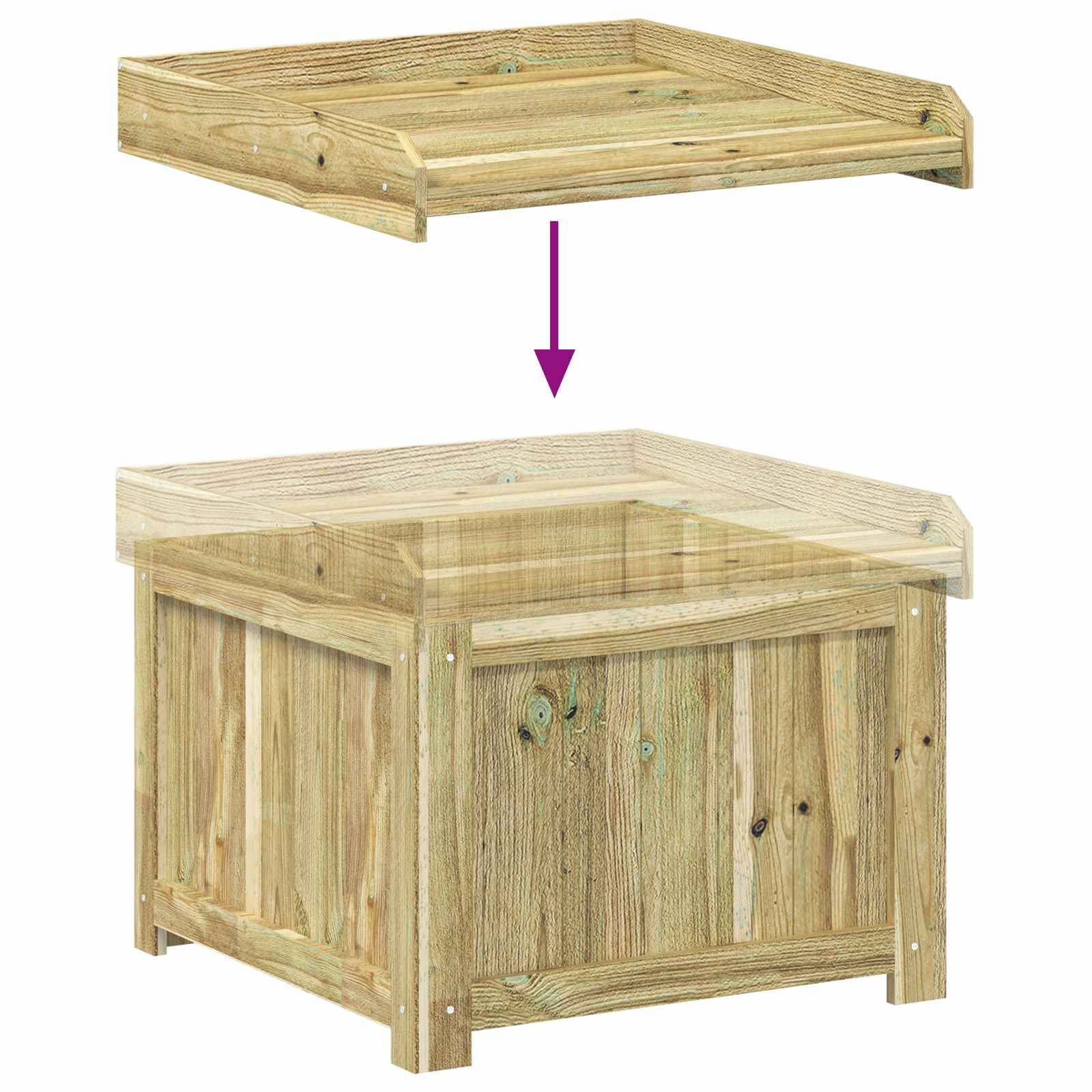 Vidaxl - Coffre à coussins d'extérieur Bois de pin imprégné vidaXL 42042674 - Image 8