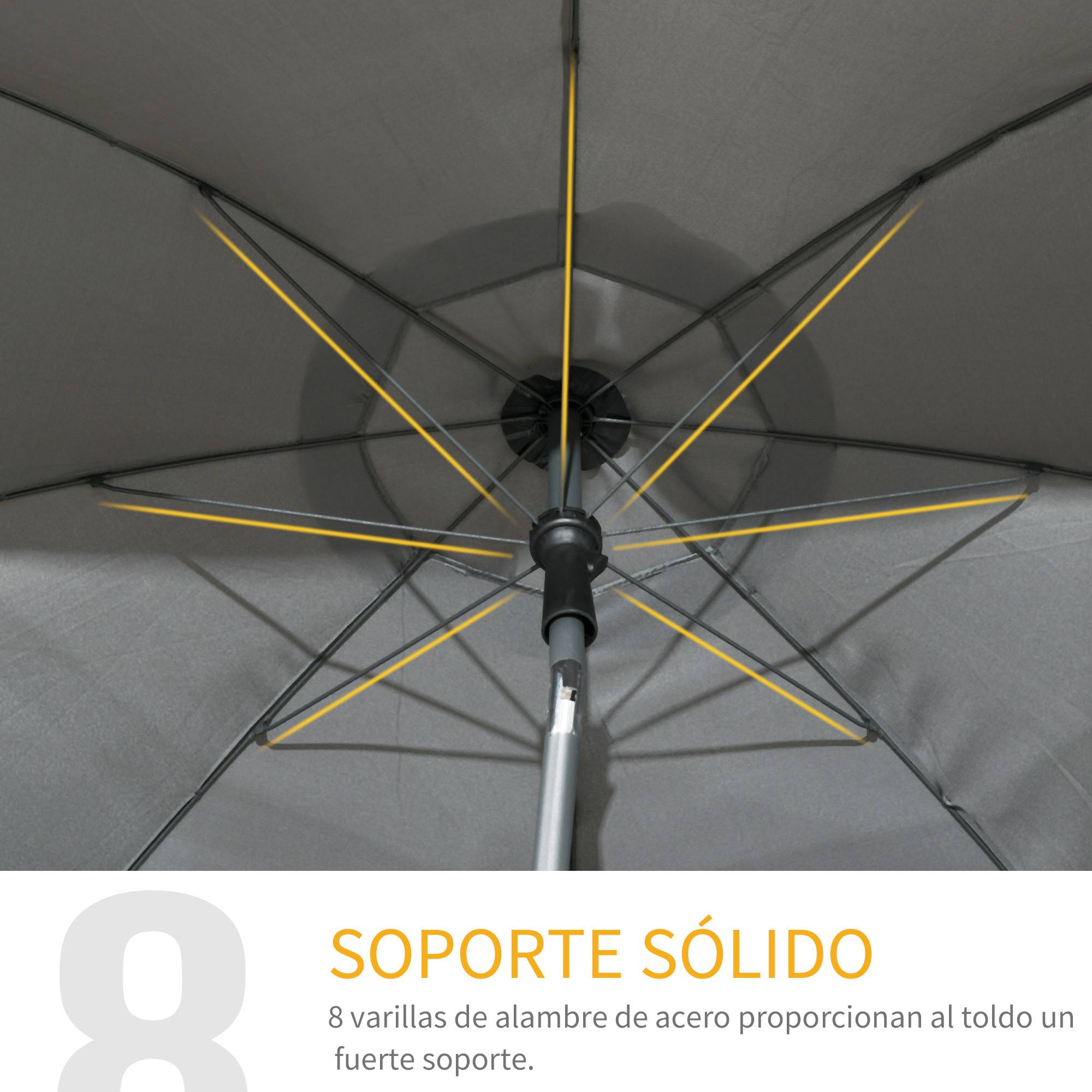 Parasol de plage avec protection UV50+, mât de 32 mm de diamètre et toile réglable 180 x 209 cm, gris foncé - Image 8