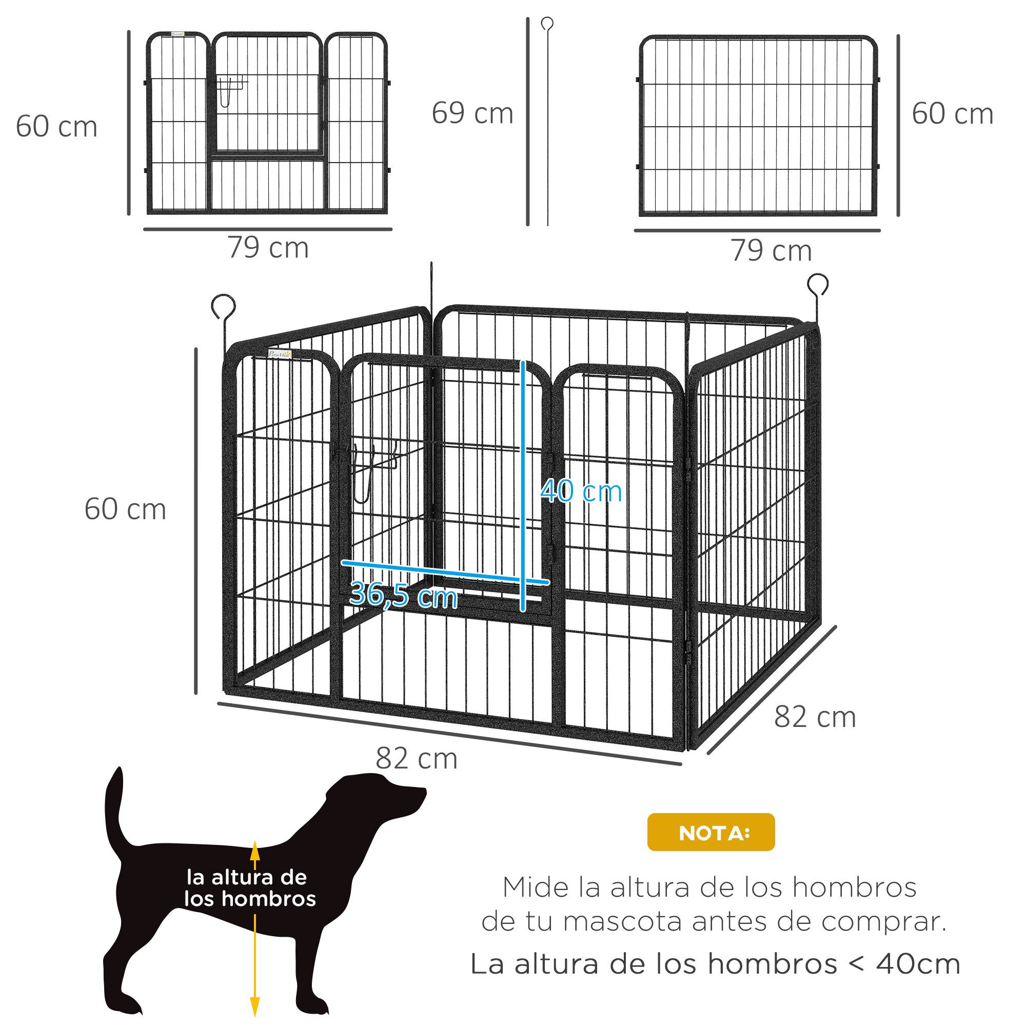Parc pour chien à 4 panneaux, pliable, pour une utilisation intérieure et extérieure, 82 x 82 x 60 cm, gris - Image 5