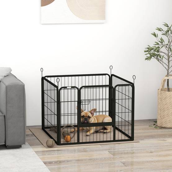Parc pour chien à 4 panneaux, pliable, pour une utilisation intérieure et extérieure, 82 x 82 x 60 cm, gris - Image 3