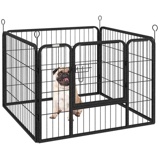 Parc pour chien à 4 panneaux, pliable, pour une utilisation intérieure et extérieure, 82 x 82 x 60 cm, gris - Image 1