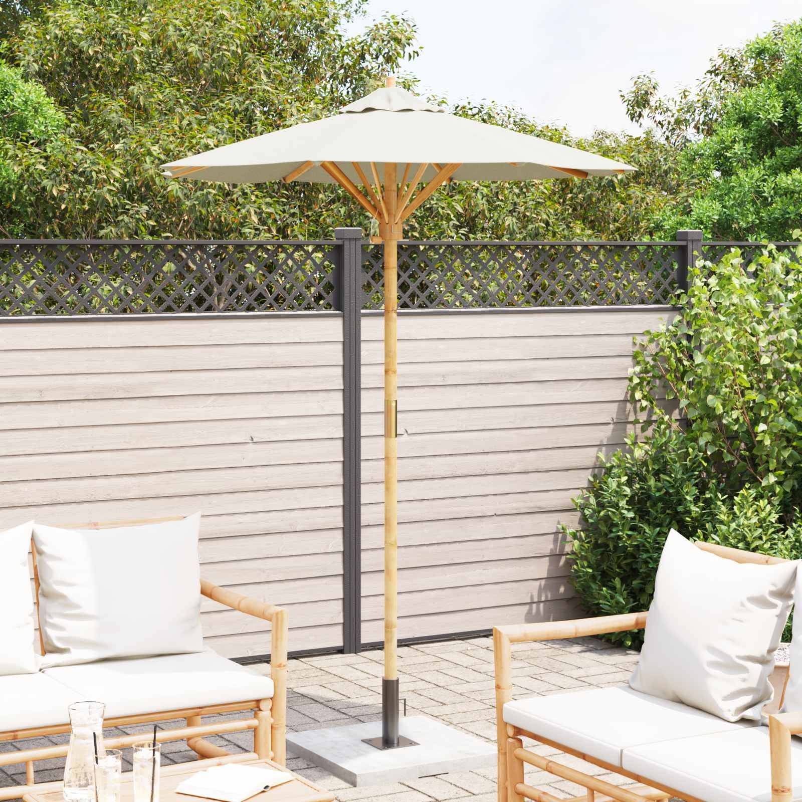 PANGIVO - Parasol de jardin Bambou Blanc crème Ø 270 x 260 cm - PANGIVO - Image 3