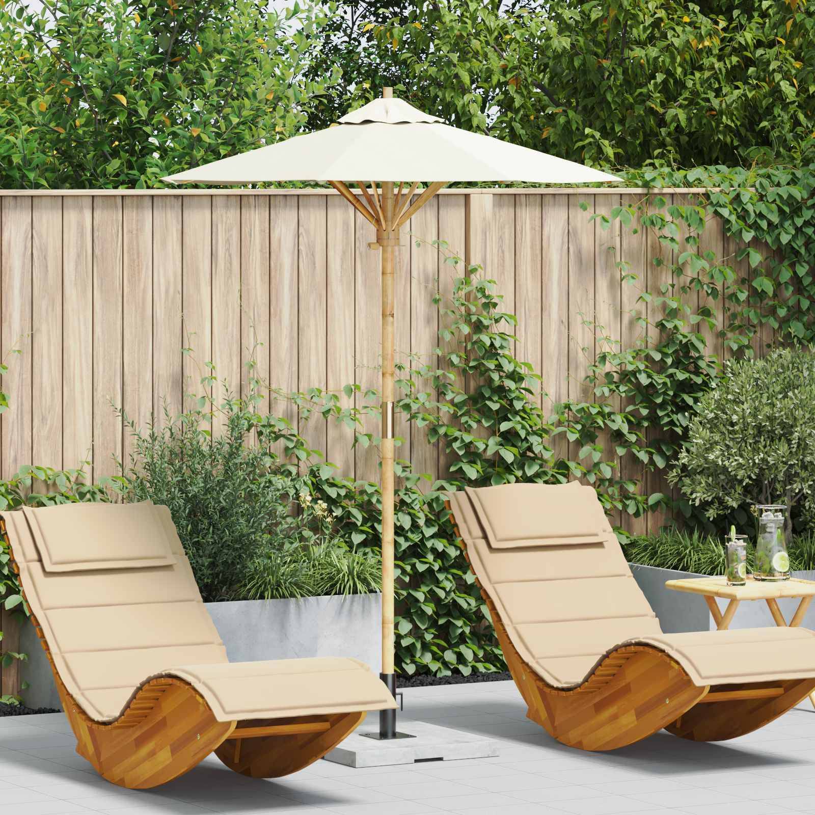PANGIVO - Parasol de jardin Bambou Blanc crème Ø 270 x 260 cm - PANGIVO - Image 1