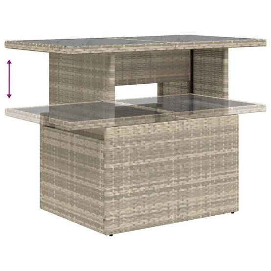 Salon de jardin 6 places résine tressée avec table relevable et pouf Gris Clair – ComfortXL Outdoor Living - Image 8