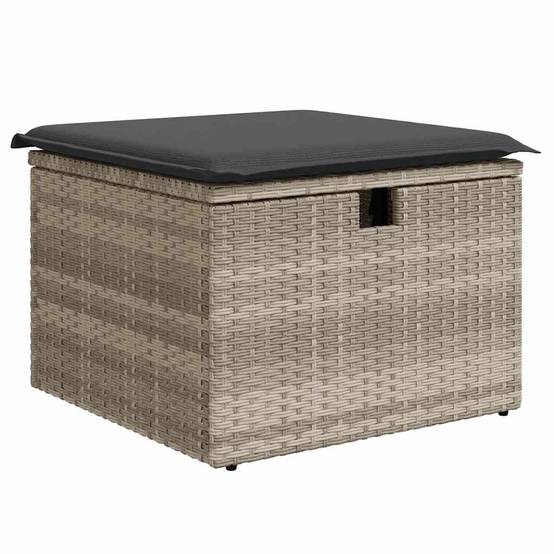 Salon de jardin 6 places résine tressée avec table relevable et pouf Gris Clair – ComfortXL Outdoor Living - Image 6