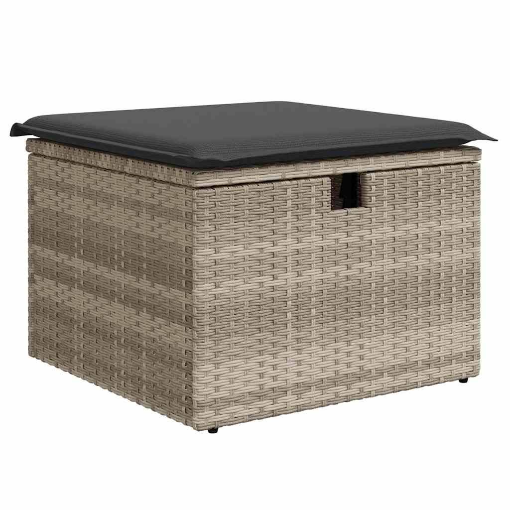 Salon de jardin 6 places résine tressée avec table relevable et pouf Gris Clair – ComfortXL Outdoor Living - Image 6