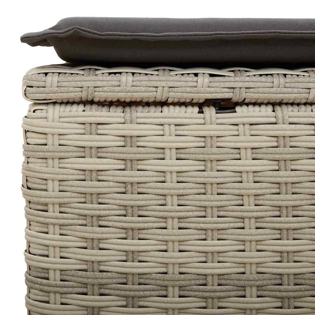 Salon de jardin 6 places résine tressée avec table relevable et pouf Gris Clair – ComfortXL Outdoor Living - Image 5