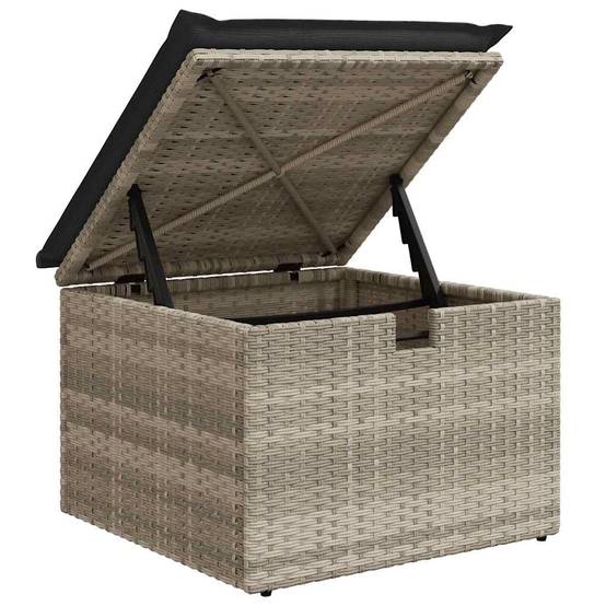 Salon de jardin 6 places résine tressée avec table relevable et pouf Gris Clair – ComfortXL Outdoor Living - Image 10