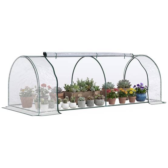 Serre de forçage acier et plastique pour jeunes pousses protection gel 250x100x80cm transparent - ComfortXL Outdoor Living - Image 1