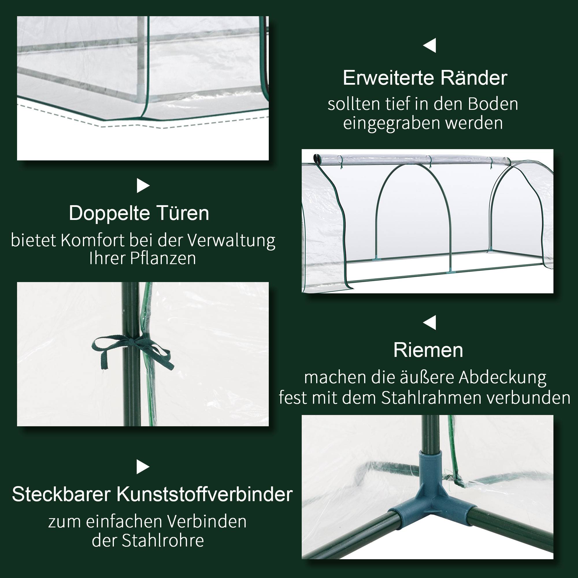 Serre de forçage acier et plastique pour jeunes pousses protection gel 250x100x80cm transparent - ComfortXL Outdoor Living - Image 7
