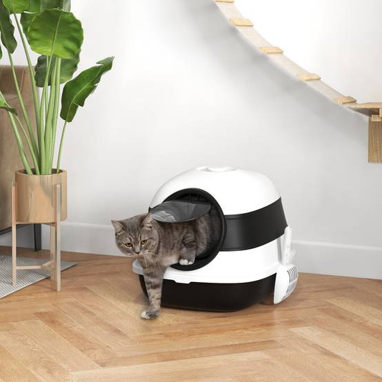 Bac à Litière Pliable et Portable pour Chat avec Double Entrée et Pelle Noir - ComfortXL Outdoor Living - Image 3