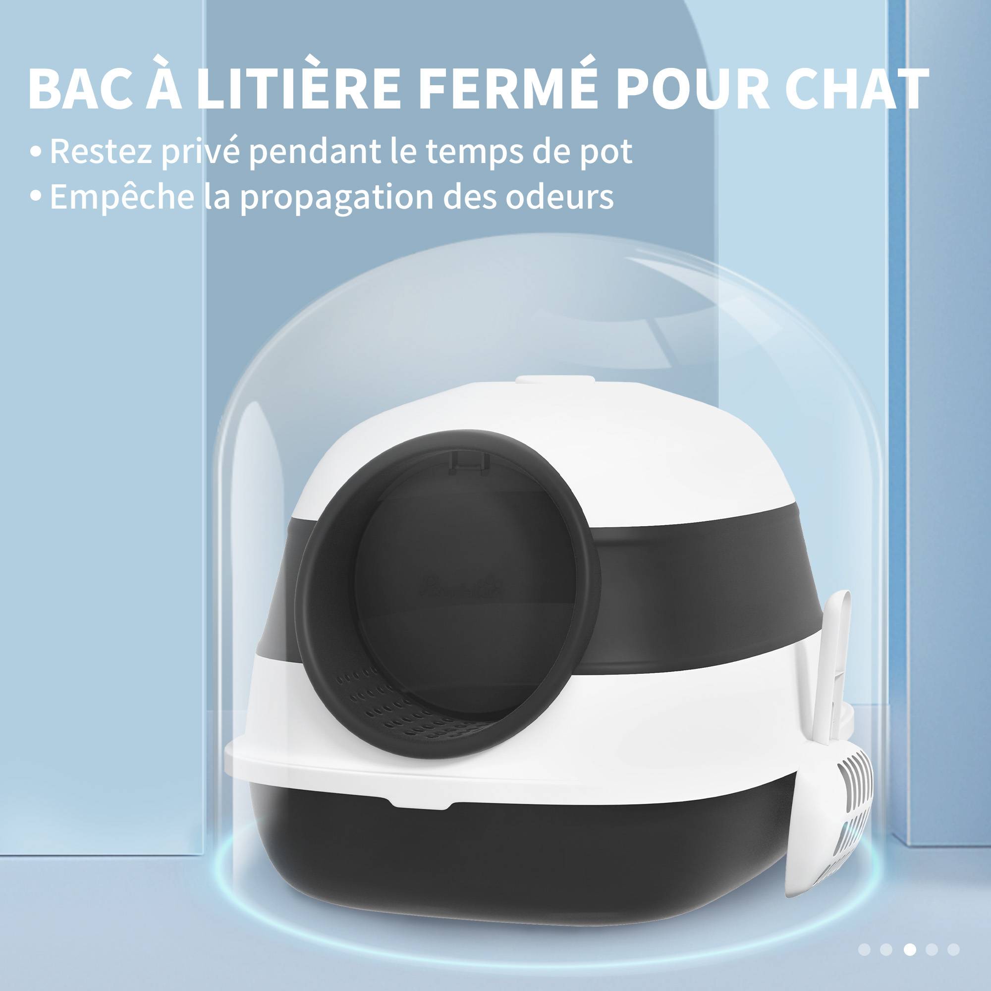 Bac à Litière Pliable et Portable pour Chat avec Double Entrée et Pelle Noir - ComfortXL Outdoor Living - Image 8