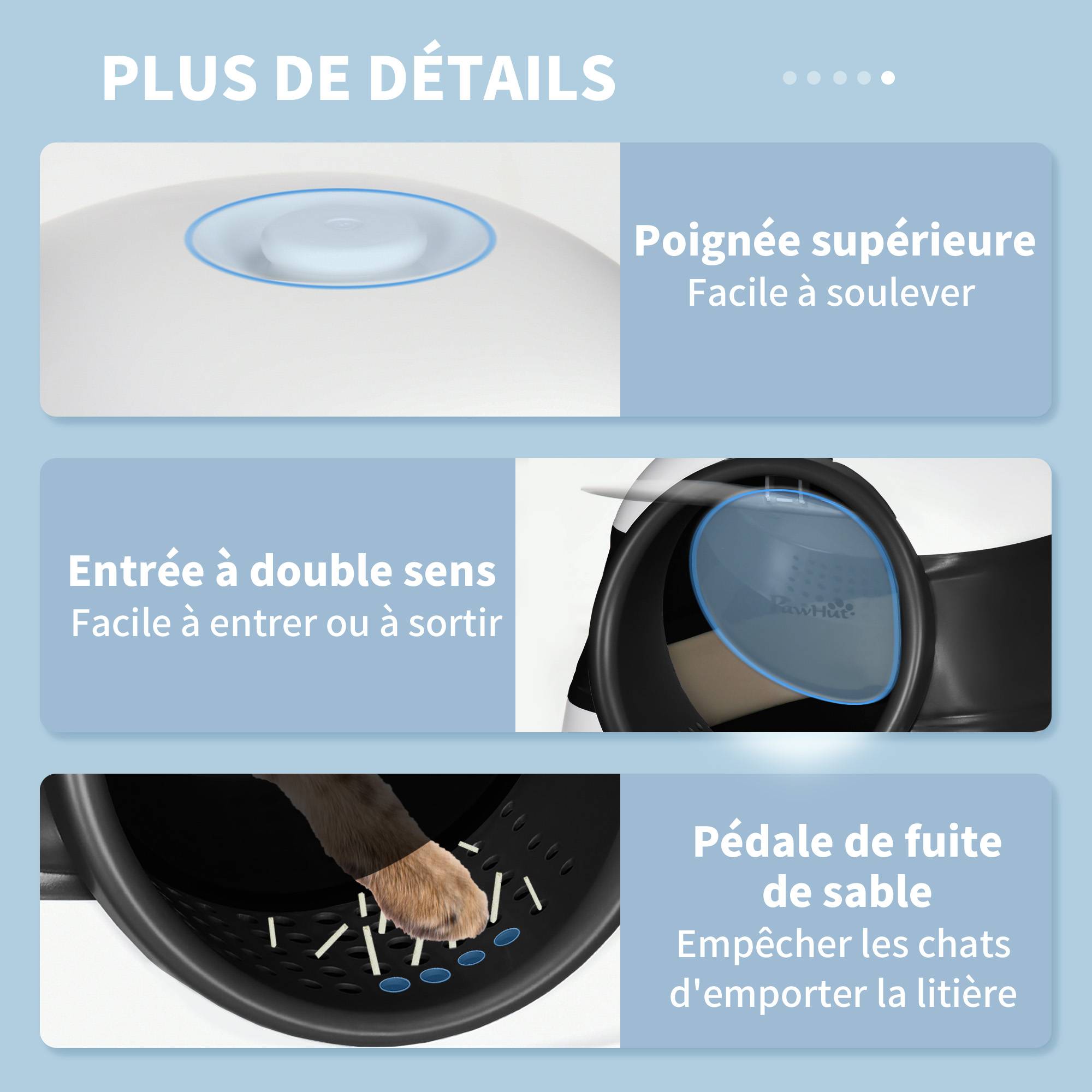 Bac à Litière Pliable et Portable pour Chat avec Double Entrée et Pelle Noir - ComfortXL Outdoor Living - Image 10