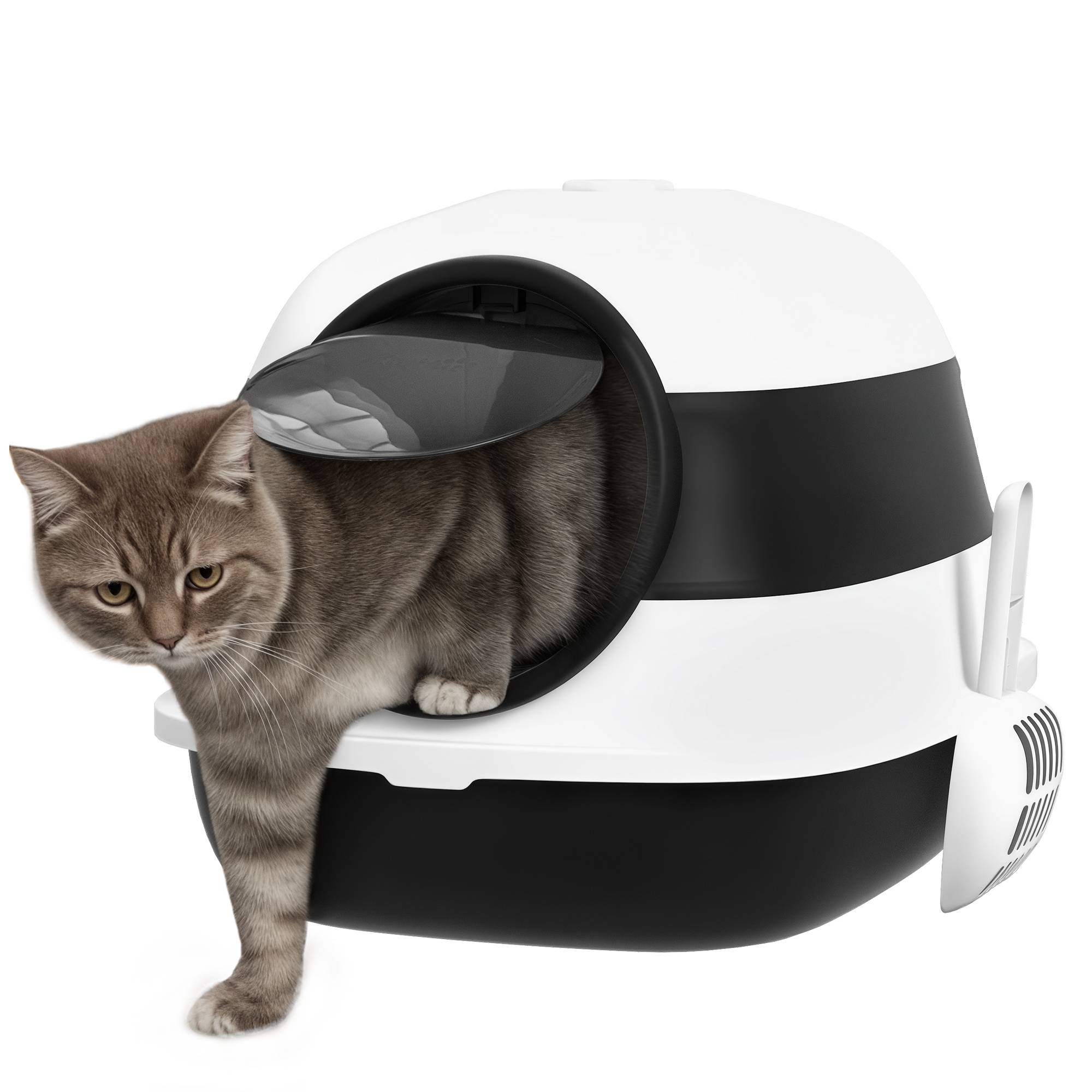Bac à Litière Pliable et Portable pour Chat avec Double Entrée et Pelle Noir - ComfortXL Outdoor Living - Image 1